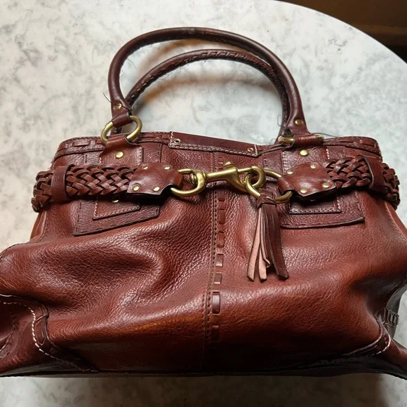 Coach Brown Leather Shoulder Bag with Gold Accents - Picture 2 of 4